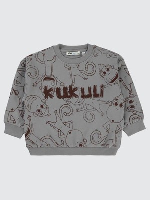 Civil Boys Empirme Kukuli Baskılı 2-5 Yaş Sweatshirt - Gri