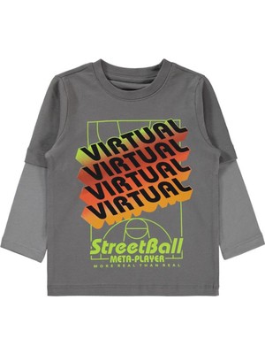 Civil Boys Streetball Baskılı 2-5 Yaş Sweatshirt - Gri