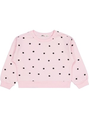 Civil Girls Yıldız Baskılı 2-5 Yaş Sweatshirt - Pudra