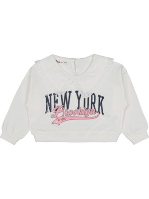 Civil Girls Newyork Baskılı 2-5 Yaş Sweatshirt - Ekru