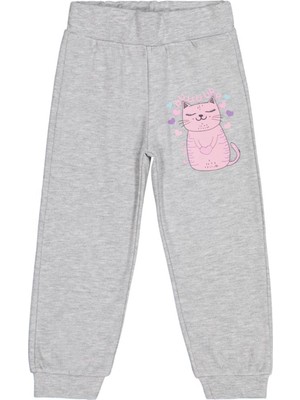 Civil Girls Kediler Baskılı 2-5 Yaş Eşofman Altı - Gri