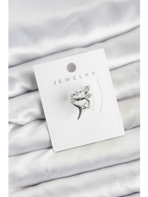 Calperia Gümüş Renk Pirinç Diken Model Kıkırdak Earcuff Küpe - Lisinya