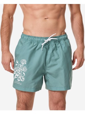 Decathlon Erkek Kısa 15" Deniz Şortu - Yeşil - Desenli - 100