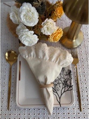 Nurgita Home Organik Ham Keten Fisto Fırfırlı Servis Peçetesi (6 Adet)