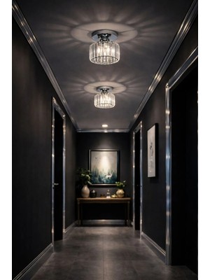 Bohem Aydınlatma Krom Tavana Sıfır Modern Cam Taşlı Tabut Avize