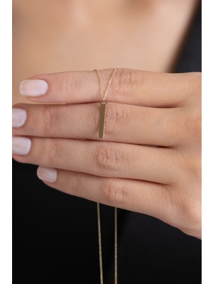 Bayar Gold 14 Ayar Altın Çubuk Plaka Kolye