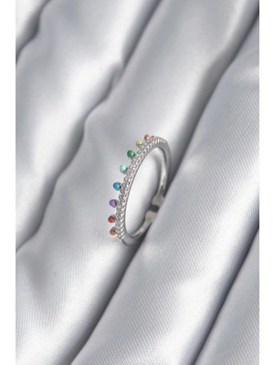MiraLive Pirinç Gümüş Renk Zirkon Taş Detay Kadın Yüzük - TJ-BYK2998