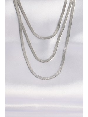 MiraLive 316L Çelik Italyan Zincir Gümüş Renk Çoklu Kolye - TJ-BKO8698