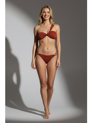 Ayyıldız 3403 Kiremit Tek Omuz Bikini Takımı