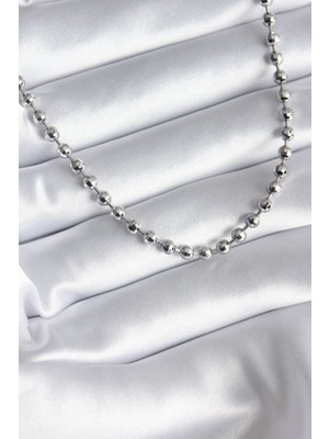 MiraLive Pirinç Gümüş Renk Topçuk Detay Kadın Kolye - TJ-BKO8238