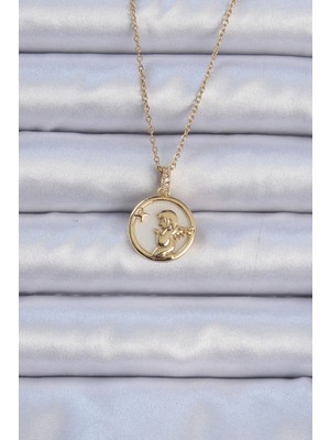 MiraLive 316L Çelik Zincir Altın Renk Zirkon Taşlı Mineli Melek Kolye - TJ-BKO9085