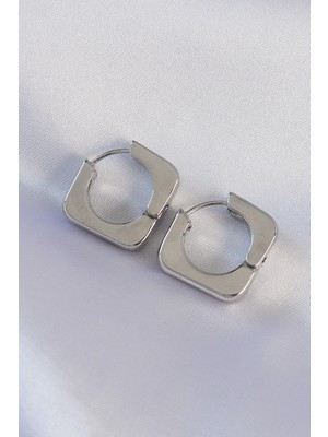 MiraLive Pirinç Gümüş Renk Kare Küpe - TJ-BKP8987