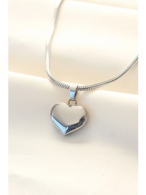 MiraLive 316L Çelik Gümüş Renk Kalp Kolye - TJ-BKO8509