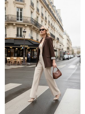 Lela Regular Fit Kruvaze Yaka Desenli Astarlı Ceket Bayan Ceket 6927624