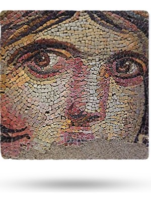 Begoloni Doğaltaş Bardak Altlığı Zeugma Mozaik Baskılı 10X10CM %100 Traverten Doğal Taş