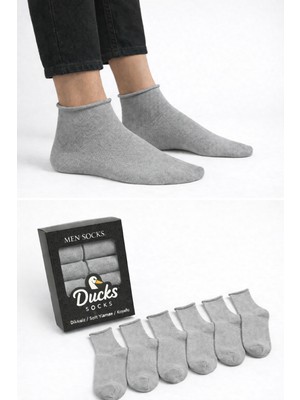 Ducks Socks Erkek 6'lı Pamuklu Kutulu Lastiksiz Siyah Dikişsiz Esnek Kısa Konç Sıkmayan Çorap