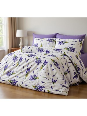 Pamuklu Ranforce Kumaş Tek Kişilik Lavanta Desen Nevresim Tam Takım