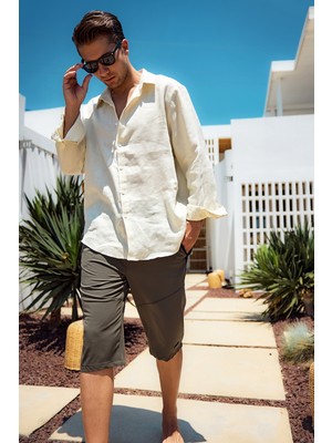 Remsa Erkek Havuz Deniz Uzun Kapri Şort Mayo Rks-02 Haki