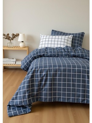Asil Home Pamuklu Ranforce Kumaş Tek Kişilik Kareli Desen Nevresim Tam Takım