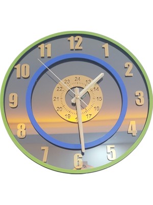 Formiqra Yeni Trend Gold Pleksi Gerçek Ayna Duvar Saati Çap 40CM Yeşil-Mavi