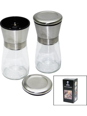Calperia Cam Hazneli - Metal Kapaklı Küçük Tuz - Baharat Öğütücü (5047)