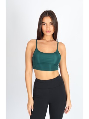 Softandbasic Crop Fit Yeşil Askılı Spor Bra