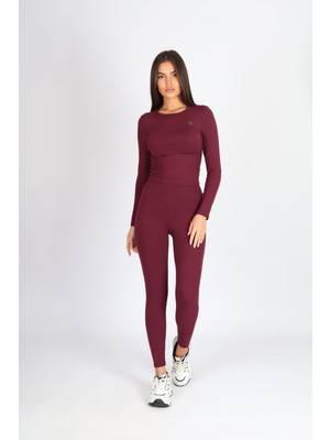 Softandbasic Kadın Uzun Kollu Bisiklet Yaka Baskılı Alt-Üst Tayt Takım