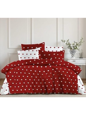 Pamulu Ranforce Kumaş Tek Kişilik Kalpli Desen Nevresim Tam Takım