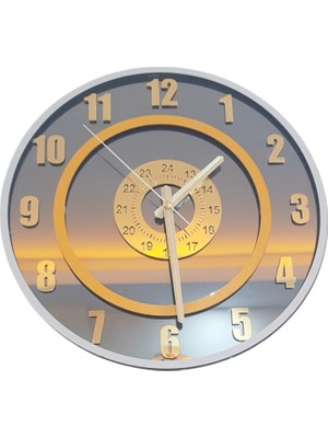 Formiqra Yeni Trend Gold Pleksi Gerçek Ayna Duvar Saati Çap 35CM Gri-Turuncu