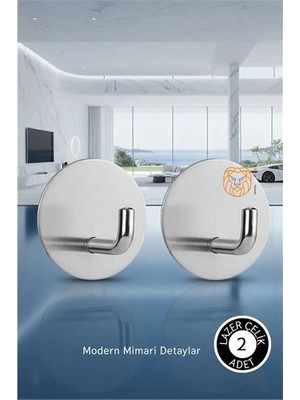 Calperia 2'li Banyo ve Mutfak Askı Seti - SUS304 Lazer Kesim Çelik  Ultra Güçlü Yapışkanlı Askı