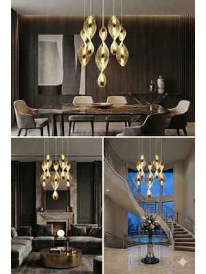 Akgül Mars 6'li Gold Kumandalı Avize