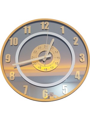 Formiqra Yeni Trend Gold Pleksi Gerçek Ayna Duvar Saati Çap 35CM Turuncu-Gri