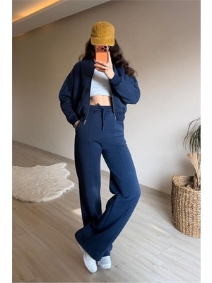 Neşeli Butik Kadın Oversize 3 Iplik Cepli Eşofman Takımı NM029