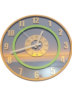 Formiqra Yeni Trend Gold Pleksi Gerçek Ayna Duvar Saati Çap 40CM Turuncu-Yeşil