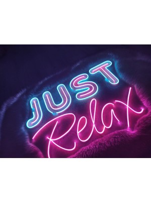 Dekoraven Just Relax Neon LED Duvar Süsü | Ambiyans Aydınlatmalı Dekor Tabela