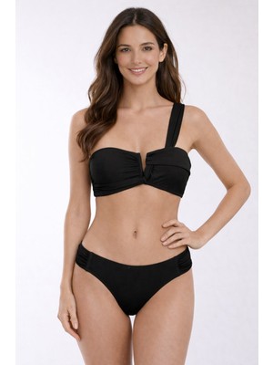 Ayyıldız 3400 Siyah Tek Omuz Bikini Takımı