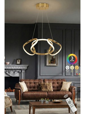 Akgül Nisa Droen Gold Kumandalı Lüks Avize