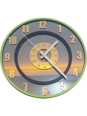 Formiqra Yeni Trend Gold Pleksi Gerçek Ayna Duvar Saati Çap 30CM Yeşil-Siyah