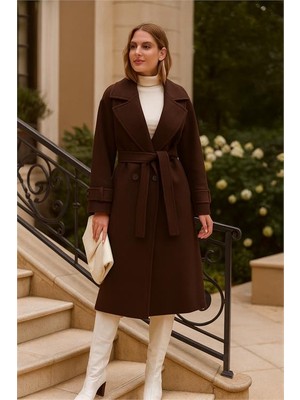 Neşeli Butik Kadın Astarlı Ithal Kaşe Kaban NBG048