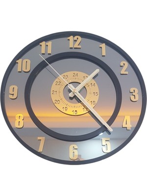 Formiqra Yeni Trend Gold Pleksi Gerçek Ayna Duvar Saati Çap 35CM Siyah-Siyah