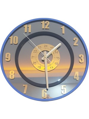 Formiqra Yeni Trend Gold Pleksi Gerçek Ayna Duvar Saati Çap 30CM Mavi-Siyah
