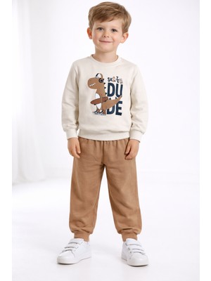 MB Kids Dinazor Baskılı Erkek Çocuk 2 Ip Mevsimlik Eşofman Takım