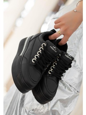 Zerenyus Lulu Premium Ortopedik Siyah Gizli Topuk Kadın Sneakers