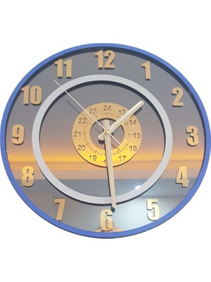 Formiqra Yeni Trend Gold Pleksi Gerçek Ayna Duvar Saati Çap 30CM Mavi-Gri
