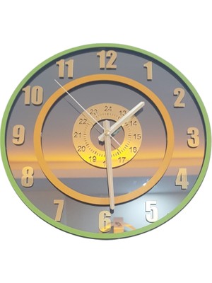 Formiqra Yeni Trend Gold Pleksi Gerçek Ayna Duvar Saati Çap 35CM Yeşil-Turuncu