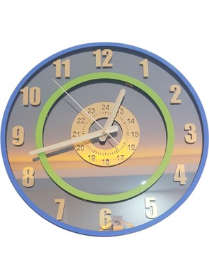 Formiqra Yeni Trend Gold Pleksi Gerçek Ayna Duvar Saati Çap 40CM Mavi-Yeşil