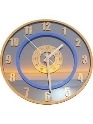 Formiqra Yeni Trend Gold Pleksi Gerçek Ayna Duvar Saati Çap 40CM Turuncu-Mavi