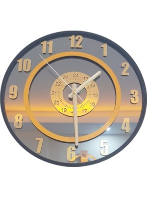 Formiqra Yeni Trend Gold Pleksi Gerçek Ayna Duvar Saati Çap 35CM Siyah-Turuncu
