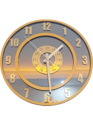 Formiqra Yeni Trend Gold Pleksi Gerçek Ayna Duvar Saati Çap 40CM Turuncu-Turuncu