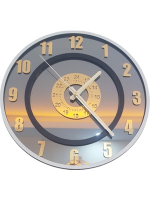 Formiqra Yeni Trend Gold Pleksi Gerçek Ayna Duvar Saati Çap 35CM Gri-Siyah